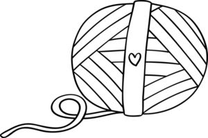Groovy Retro Winter Yarn Ball doodle Coloring Image png