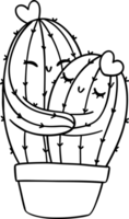 Retro Western Valentine Cactus hugging in pot Coloring Image png