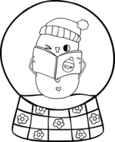 Groovy Winter Snowglobe Reading Coloring Image png