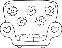 Cute Groovy Sofa Doodle Coloring Image png