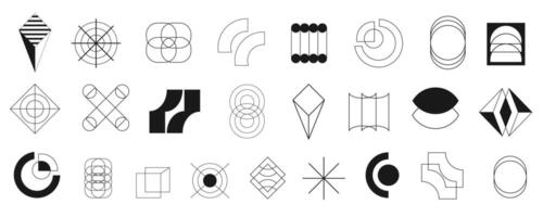 Brutalism retro abstract geometric elements collection vector