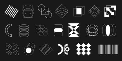 Brutalism Shapes Group of Elements White on Black Shapes vector