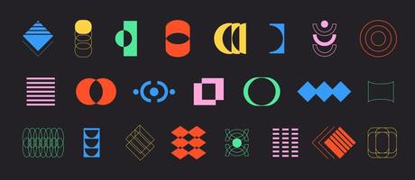 Brutalism Elements Colorful Shapes Set vector
