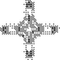 Pixel pattern shape. Textured star with bitmap Y2k dither gradient. Retro cosmic element with old computer game graphic effect. Halftone grunge illustration png