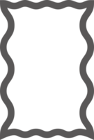 Wavy rectangle frame. Scallop edge box. Outline squiggle border. Groovy zigzag abstract shape. Cute square aesthetic banner. Retro art. png