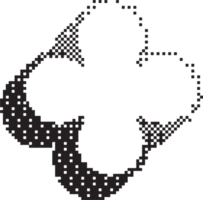 Bitmap pattern star shape. Flower halftone gradient element. Y2k graphic abstract icon. Dither noisy grunge texture. png