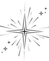 Line icons of stars. Sparks and shiny abstract glitter symbol with light effect. Minimal Y2K magic twinkles png