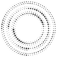 Dotted circle pattern. Abstract halftone round. Frame with random gradient gradation. Grunge rings design png