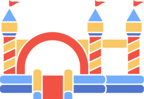 Bouncy castle color icon. Inflatable house trampoline with slide for jumping. Playground pictogram for kids zone amusement park and summer party. Inflated elastic equipment png