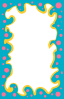 Wavy scallop border shape. Rectangle fun psychedelic hand drawn frame. Doodle cute design for text photo and picture. Groovy child template. Y2K decorative blank. png