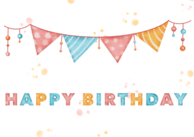 Creative Watercolor Birthday Card Design with Abstract Patterns, Trendy Style, and a Joyful Message png