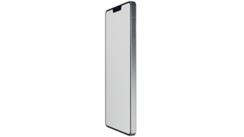 Blank Screen Smartphone Perspective View Mockup 3d Rendering Rotated by 65 Degrees on the X Axis. View from top png