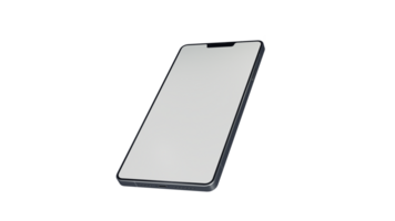 Blank Screen Smartphone Perspective View Mockup 3d Rendering Rotated by Minus 45 Degrees on the Y Axis and 25 Degrees on X Axis. View from top png
