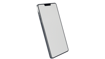 Blank Screen Smartphone Perspective View Mockup 3d Rendering Rotated by Minus 45 Degrees on the X Axis and 15 Degrees on Z Axis. View from top png