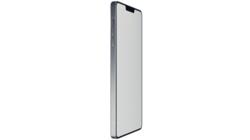 Blank Screen Smartphone Perspective View Mockup 3d Rendering Rotated by Minus 65 Degrees on the X Axis. View from top png