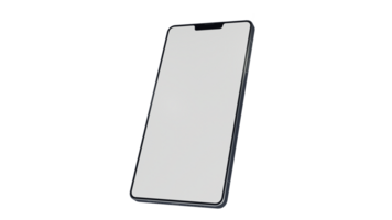 Blank Screen Smartphone Perspective View Mockup 3d Rendering Rotated by Minus 25 Degrees on the Y Axis and 25 Degrees on the Z Axis. View from top png