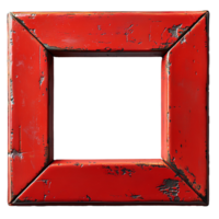 Red frame . red wooden frame with grunge and vintage texture top view . old frame for picture placement flat lay isolated png