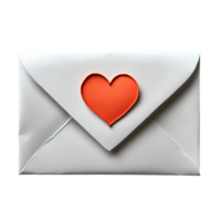 envelope with heart for Valentine's Day . Valentine's Day heart shaped envelope top view . Romantic design featuring a paper heart for Valentine's Day flat lay isolated png