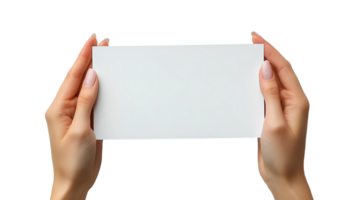 hands holding blank paper . Human hands holding a clean, white sheet of paper, perfect for mockups, presentations, and creative designs . white blank paper in female hands top view png