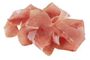 Fresh smoked bacon cut out isolated transparent background png
