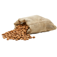 Rustic Burlap Sack Filled with Whole Almonds Spilling Out on a Transparent Background for Healthy Eating and Nut Photography png