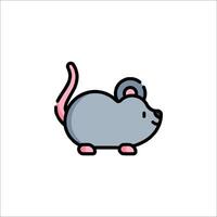 A cartoon mouse with pink tail on a white background vector