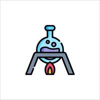 A laboratory flask with a candle on top vector