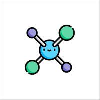 A cartoon molecule with four balls on it vector