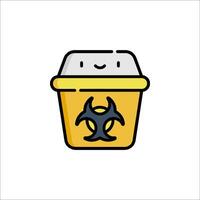 A yellow trash can with a biohazard symbol on it vector