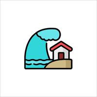 A house with a wave coming in front of it vector