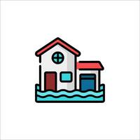 House in flood icon vector