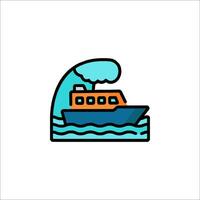 A boat with waves and a wave icon vector
