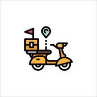 A scooter with a box on the back and a map vector