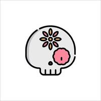 A skull with a flower on it vector