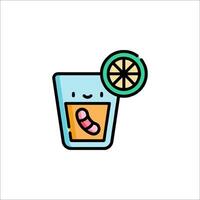 A cartoon drink with a slice of lemon vector