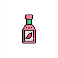 A bottle of hot sauce with a red chili pepper vector