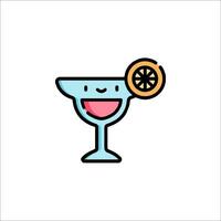 A cartoon drink with a lemon slice on it vector