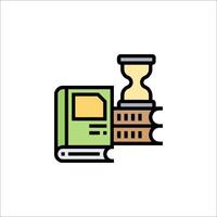 A clock and a book on a shelf vector