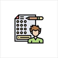 A man is holding a pencil and a calculator vector