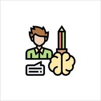 A man with a pencil and a brain icon vector