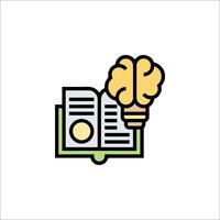 An icon of a book with a light bulb on top vector