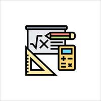 An icon of a calculator, pencil and paper vector