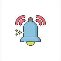 A bell icon with a light on it vector