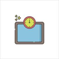A clock and a tablet computer icon on a white background vector