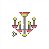 A chandelier with three candles on it vector