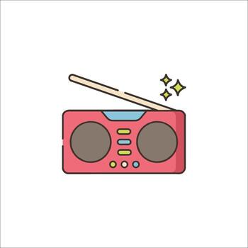 A red radio with a stick and a microphone vector