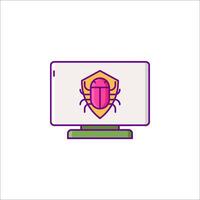 A computer screen with a bug on it vector