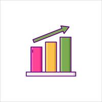 An icon of a bar chart with an arrow going up vector