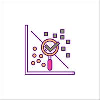 A magnifying glass and a check mark on a graph vector
