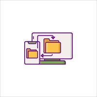 A computer and a phone with a folder icon vector